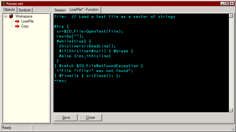 The function editor